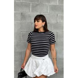 T-shirt Confort Listrada Preta-Branca - sulbr t ma... - Pira Pitanga