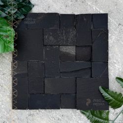 Pedra Ferro Preta 5x5 5x10 10x10 Mosaico Telado 30... - Piso de Pedra Curitiba