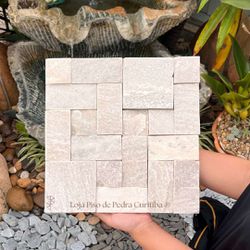 Mosaico São Tomé Branca Telado 30x30 cm - 3737 - Piso de Pedra Curitiba