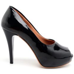 Peep Toe Salto Alto Preto Verniz - 7401 - PLANET FRANCA