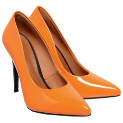 Scarpin Salto Alto Verniz Laranja - 7101 - PLANET FRANCA