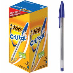 Caneta Bic Cristal Azul C/50 UND - Plaspel Comercial - Embalagens e Descartáveis