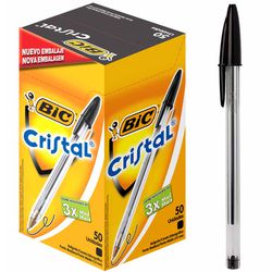Caneta Bic Cristal Preta C/50 UND - Plaspel Comercial - Embalagens e Descartáveis