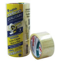Fita Adelbras PP Qualitape Transparente 48MMX40M-0 - Plaspel Comercial - Embalagens e Descartáveis