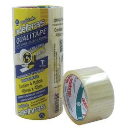 Fita Adelbras PP Qualitape Transparente 48MMX40M-3... - Plaspel Comercial - Embalagens e Descartáveis