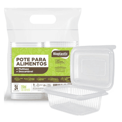 Pote Plástico PP Retangular Rioplastic com Tampa 2... - Plaspel Comercial - Embalagens e Descartáveis