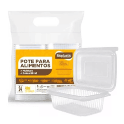 Pote Plástico PP Retangular Rioplastic com Tampa 4... - Plaspel Comercial - Embalagens e Descartáveis