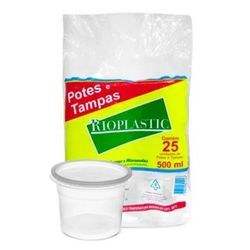 Pote Plástico PP Redondo Rioplastic com Tampa 500m... - Plaspel Comercial - Embalagens e Descartáveis