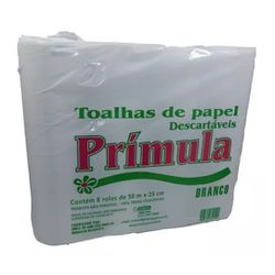 Toalha Papel Bobina Primula Branca 25x50 C/8 UND - Plaspel Comercial - Embalagens e Descartáveis