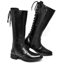 Bota Feminina Cano Longo Estilosa de Amarrar Confo... - Polo Blu