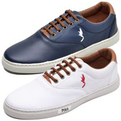 Kit 2 Pares Tênis Casual Masculino Homem Couro Eco... - Polo Blu