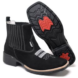 Bota Texana Country Bico Quadrado Em couro Botina ... - Polo Blu