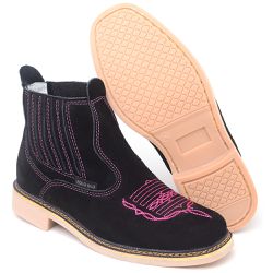 Bota Botina Feminina Country de Couro Rodeio Cano ... - Polo Blu