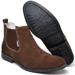 Bota Chelsea Masculina Tradicional Couro Camurça B... - Polo Blu