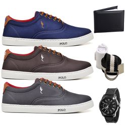 Kit 3 Pares Sapatenis Masculino Casual Cano Baixo ... - Polo Blu