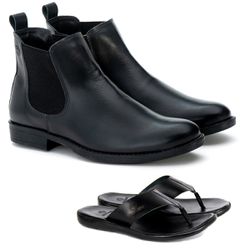 Kit Botina Chelsea Masculina Polo North Preto Liso... - Polo North