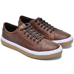 Tenis casual polo001 couro cafe - POLO URBAN
