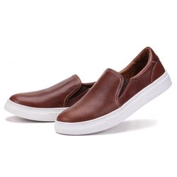 Tênis Slip On Masculino Couro Casual Dia a Dia Caf... - POLO URBAN