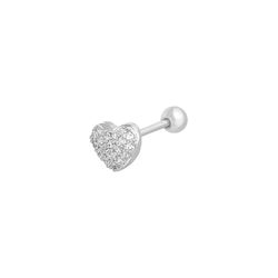 Piercing Tragus Coração Cravejado Prata 925 