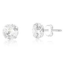 Brinco De Prata Redondo Cristal 8 mm - 3701 - MEDALS