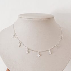 Choker De Prata 7 Zirconias Cristal - 3582 - MEDALS