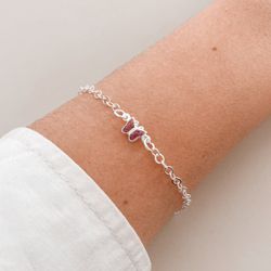 Pulseira De Prata Borboleta Lilas