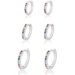 Kit Argolas Cravejada Color Prata 925