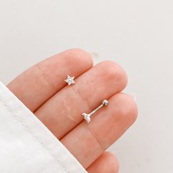 Piercing De Prata Estrela Cravejada