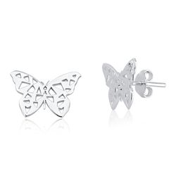Brinco Borboleta Origami Vazado Prata 925 