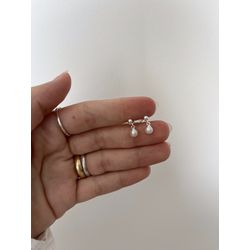 Brinco Baby Bola E Pérola Prata 925 