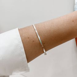Bracelete Fino Quadrado Prata 925 