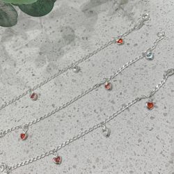 Pulseira Coração Coloridos Infantil Prata 925 