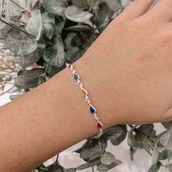 Pulseira Gota Colorida Prata 925 