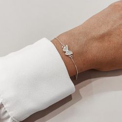 Pulseira Borboleta Cravejado Prata 925 