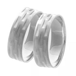 Par De Aliança Prata 925 Com 5mm Trabalhado - 9002... - Desejo de Prata ®️