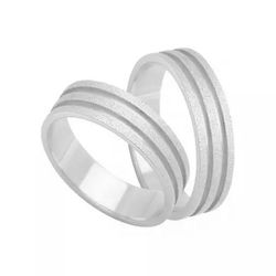 Par De Aliança Prata 925 Diamantada Com 5mm - 9002... - Desejo de Prata ®️