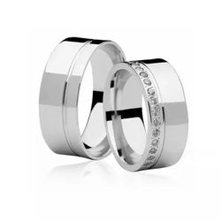 Par De Aliança Em Prata 925 Quadrada Anatômica 7mm... - Desejo de Prata ®️