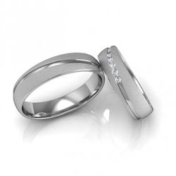 Par De Aliança Prata 925 Diamantadas com Friso Dia... - Desejo de Prata ®️