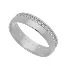 Aliança Individual Prata 925 De 5mm Com Zircônias ... - Desejo de Prata ®️