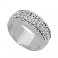 Aliança Individual Prata 925 9mm Com Zircônias - 9... - Desejo de Prata ®️