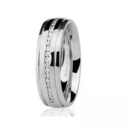 Aliança Individual Prata 925 5mm Anatômica Com Zir... - Desejo de Prata ®️