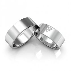 Par De Aliança Prata 925 Triângulo 7mm - 900378 - Desejo de Prata ®️