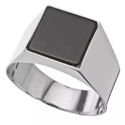 Anel De Prata 925 Comendador Com Pedra Ônix - 9000... - Desejo de Prata ®️