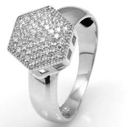 Anel De Prata 925 Pavê Hexágono Com Zircônias - 90... - Desejo de Prata ®️