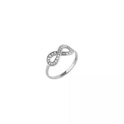 Anel De Prata 925 Infinito Com Zircônias - 900081 - Desejo de Prata ®️