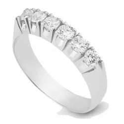 Meia Aliança Prata 925 Com Zircônias 3mm - 900315 - Desejo de Prata ®️
