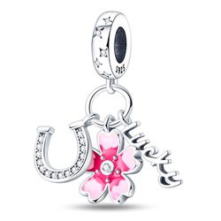 Berloque Prata 925 Lucky Rosa - 900021 - Desejo de Prata ®️