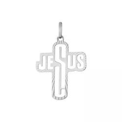 Pingente De Prata 925 Cruz Vazado Com Nome Jesus -... - Desejo de Prata ®️