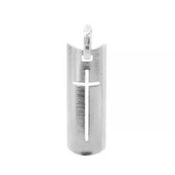 Pingente De Prata 925 Placa Com Cruz De 27mm - 900... - Desejo de Prata ®️