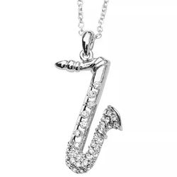 Pingente De Prata 925 Saxofone Com Zircônias - 900... - Desejo de Prata ®️